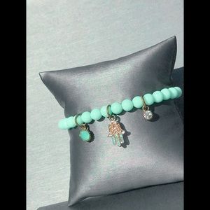 Turquoise Beaded Bracelet Mini Hamsa Hand Charms